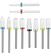 Depvko 10Pcs Ceramic Nail Drill Bits Set, 3/32 Inch Professional Drill Bits for Nails Cuticle Rem...