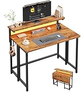 DurayLoly Folding Table with RGB Light for Small Space, 31.5" Folding Computer Desk for Space Sav...
