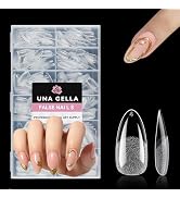 UNA GELLA Medium Almond Nail Tips, 312pcs Gel Nail Tips Almond Shape Pre Etched Full Cover Clear ...