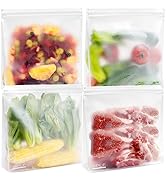 SPLF 4 Pack Dishwasher Safe Reusable Storage Bags, Reusable Gallon Freezer Bags, BPA FREE Stand U...