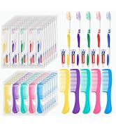 Disposable Toothbrushes with Toothpaste and Comb in Bulk, Individually Wrapped Soft Bristle Trave...