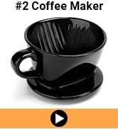 Segarty #2 Pour Over Coffee Maker, One Single Cup Black Ceramic Coffee Dripper, 1 Set Size No.2 R...
