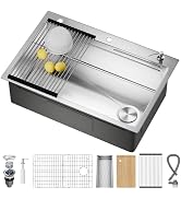 CAMMOO 33X22 Drop In Kitchen Sink with Pop-Up Drain, Stainless Steel Workstation Sink, Upgraded F...