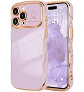 LCHULLE for iPhone 14 Pro Max Case for Women Girls, Cute Wave Frame Curly Shape with Love Heart R...