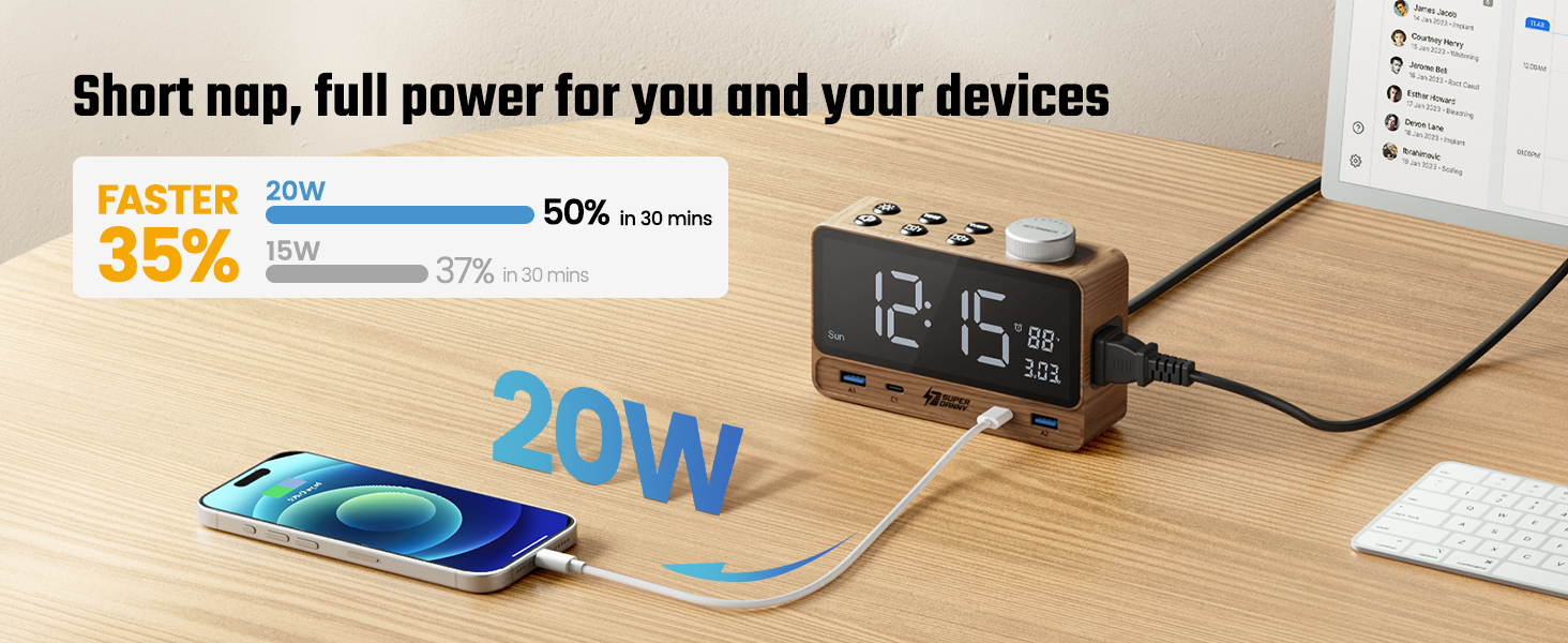 PD 20W Fast Alarm Clocks Charging Station