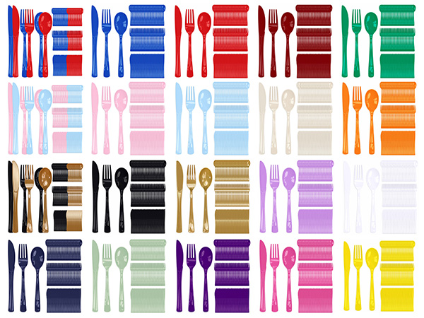 plastic silverware set disposable Cutlery Set Heavy Duty Plastic Knives Forks Spoons Utensils Set
