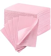 JMU Pink Dental Bibs, 50 Pack 3-Ply Waterproof Disposable Dental Bibs 13"x18" for Dental Clinic, ...