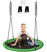 Ansionsol 40 Inch Saucer Tree Swing Set for Kids & Adults, Adjustable Flying Swing Seat for Backy...