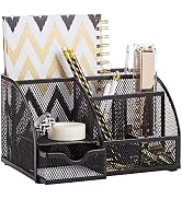 Annova Mesh Desk Organizer Office with 7 Compartments + Drawer/Desk Tidy Candy/Pen Holder/Multifu...