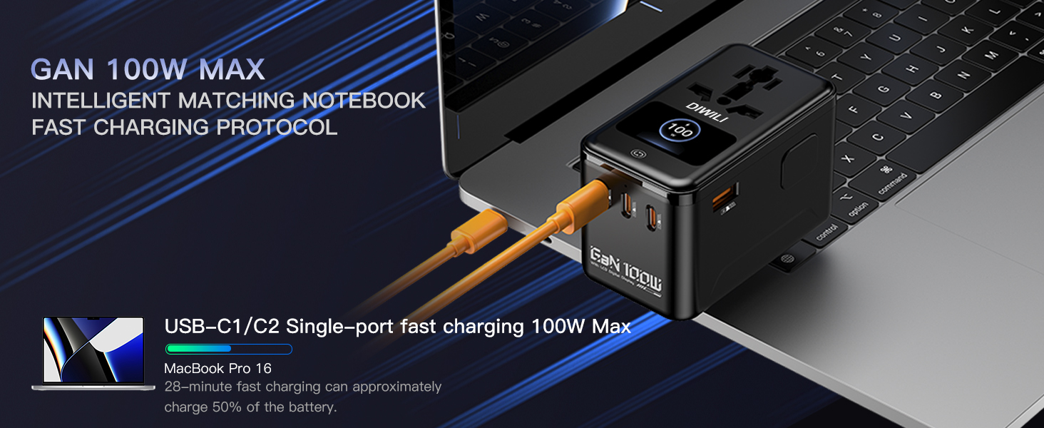 Led 100W GaN International Power Adapter