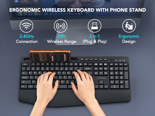 wireless keyboard with phone stand