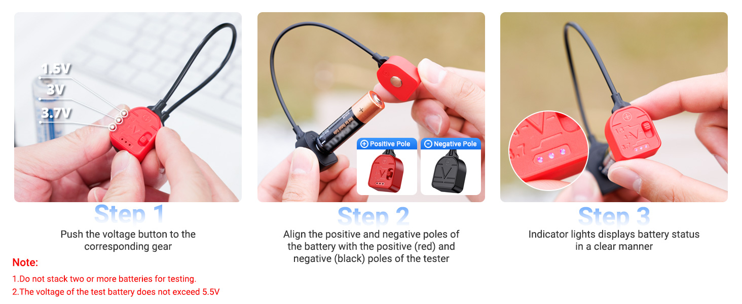 Battery Tester Checker for AA AAA CR2032 LR44 and more batteries