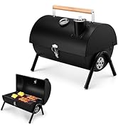 Joyfair Portable Charcoal Grill with Thermometer, Small Tabletop Barbecue Grill for Outdoor Campi...