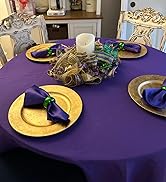 MEANMOY Purple 210 GSM Water & Stain Resistant Round Tablecloth for Circle Table - Solid 60 Inch ...