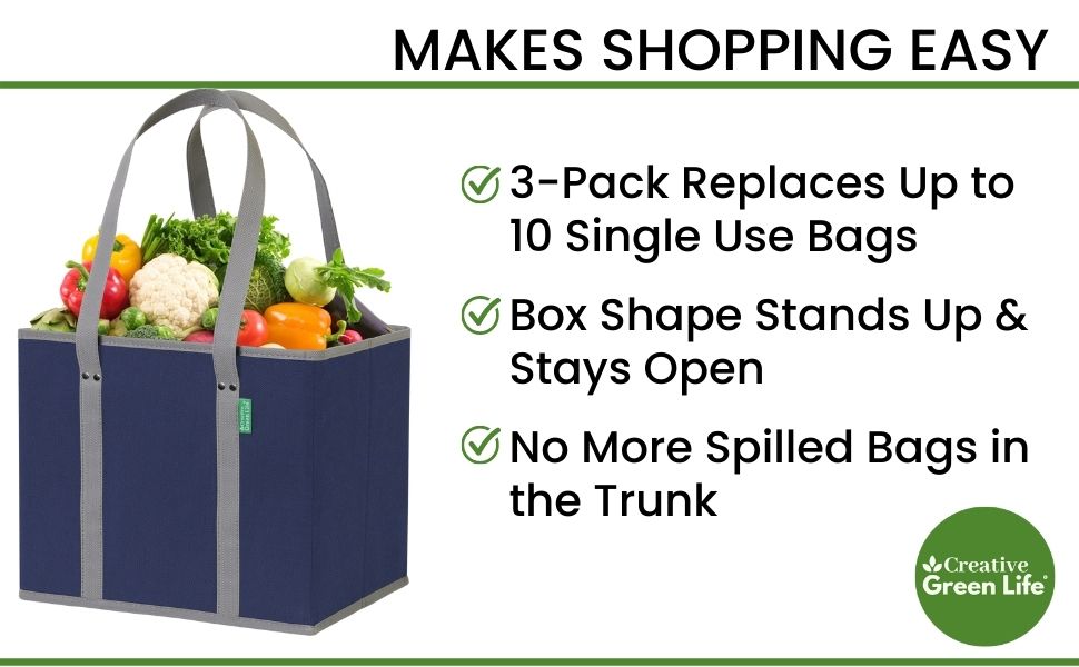 reusable grocery bags shopping box bin groceries canvas tote insulated produce basket kitchen bulk