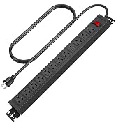 HHSOET Rotating Mountable Power Strip, 12 Outlet Wall Mount Surge Protector, Metal Heavy Duty and...