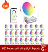 SikSog 24Pack Smart Recessed Lighting 6 Inch RGBCW Color Changing 16W LED Downlight with Junction...