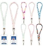 TMWEFUSC 6 Pcs Teacher Lanyard for ID Badges, Stretchy Scrunchie Lanyard Retractable ID Badge Lan...