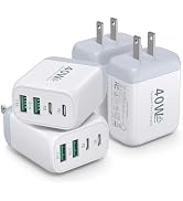 40W USB C Wall Charger 4 Pack, Besgoods 25W Fast Charging Block, 4-Port USB C&USB A Travel Adapte...