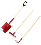 3 Pcs Red Miniature Garden Tools 1:12 Mini Shovels and Rake Farm Tools Fairy Garden Dollhouse Acc...