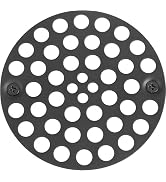 4 Inch OD Round Screw-in Shower Strainer, 3-?” Screw Hole Spacing, Black Shower Drain Cover -Soli...