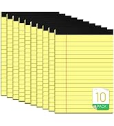 10 Pack Yellow Legal Pads 4x6 Notepads for Work Small Writing Pads 4x6 for Office Micro Perforate...