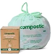 Compostic Home Compostable Trash Bags, 3 Gallon Small Kitchen Rubbish Bags (17” x 17.7”), Extra S...