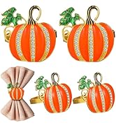 Kichvoe 4pcs Halloween Napkin Rings Holder Pumpkin Napkin Rings Napkin Buckle for Thanksgiving Ha...