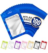 LOVOBAG 100PCS Mylar Bags Resealable Blue Small Smell Proof Bags 2.75x3.93 | Sealable Packaging B...