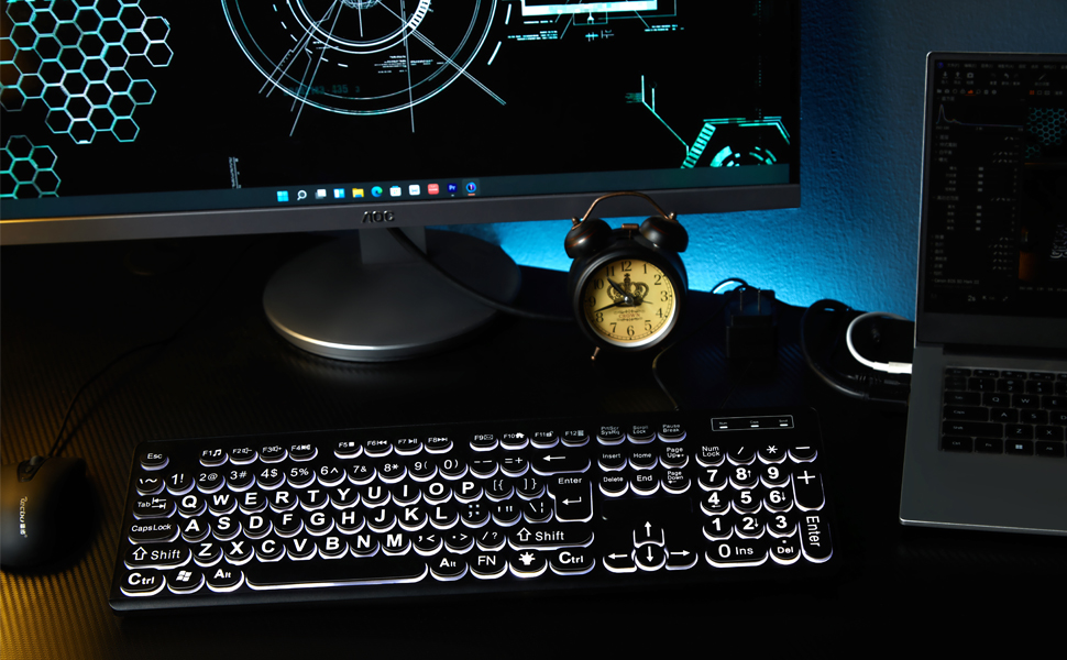 Full Size USB Wired White LED Backlit Computer Keyboard