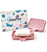CAKETIME 2 Pack Silicone Soap Dish with Drainage Holes for Bathroom Shower Caddy Kitchen Counter ...