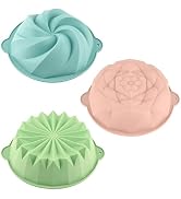 HUAKENER 3 Pcs Flower Shape Cake Molds, Nonstick Silicone Cake Molds for Jello Cakes, Cheese Cake...