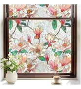 rabbitgoo Window Privacy Film, Stained Glass Window Film Decorative, 3D Rainbow Static Cling Colo...
