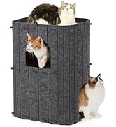 FUKUMARU Cat House for Indoor Cats, 2-Storey Large Cat Bed Cave, Cozy Felt Covered Cats Tunnel Co...