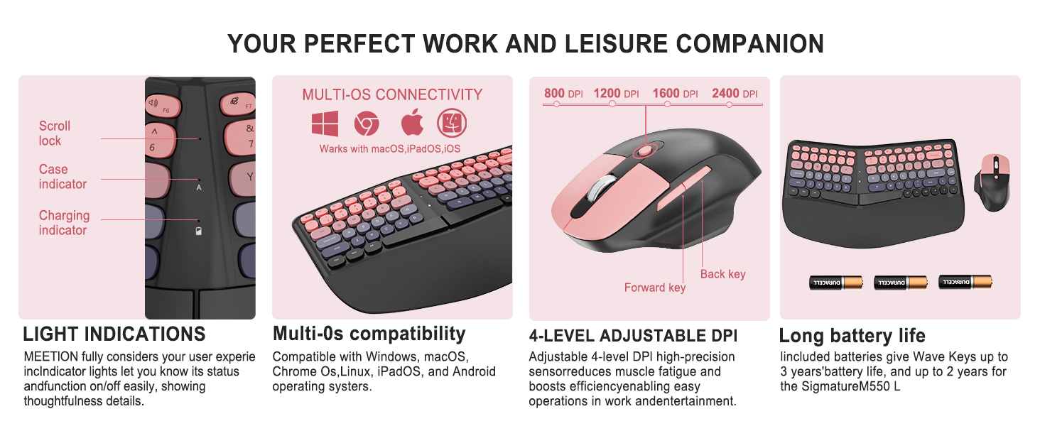 Ergonomic Wireless Keyboard and Mouse