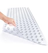 AmazerBath Bath Tub Mat, 40 x 16 Inches Non-Slip Shower Mats with Suction Cups and Drain Holes, B...
