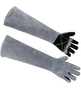 MOUTCLMB Long Welding Gloves for Men 23.6 Inches 662?,Leather Animal Handling Gloves Bite Proof f...