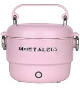 Nostalgia 20 oz. Classic Retro Heated Lunchbox, Pink
