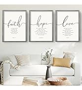 Houmury Set of 3 Framed Farmhouse Bible Verses Wall Decor Sign 11”x14” Christian Faith Scripture ...