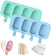 Popsicles Molds, Ozera 2 Pack Homemade Cake Pop Molds, Reusable Silicone Ice Pop Cream Maker Cake...