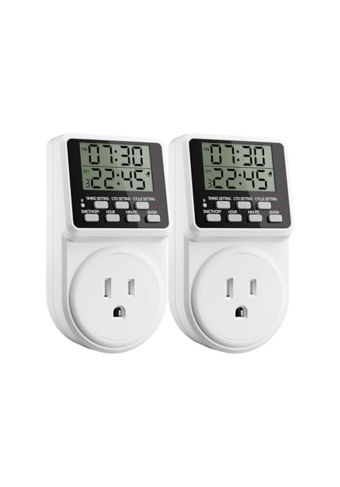 Techbee Indoor Digital Infinite Repeat Cycle Intermittent Outlet Timer Plug 24 Hour Programmable ...
