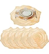 GIVERARE Placemats Set of 4, Round Heat-Resistant Vinyl Placemat, 15 inch Non-Slip Washable PVC T...