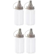 4Pcs White Plastic Squeeze Condiment Bottles,Ketchup Honey Bottle,Salad Dressing Container for Lu...