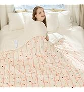 VELLUBAM Pink Bow Heated Blanket Twin Size 62