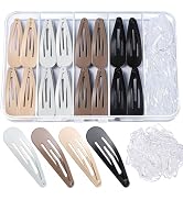 Teenitor 148pcs Snap Hair Clips, 48pcs Hair Barrettes Hair Clips 100pcs Hair Bands, Metal Hair Sn...