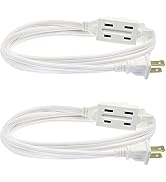Clear Power 2-Pack 6 ft 3 Outlet Indoor Extension Cord 16/2 SPT-2, 2 Prong Polarized Plug, Safety...