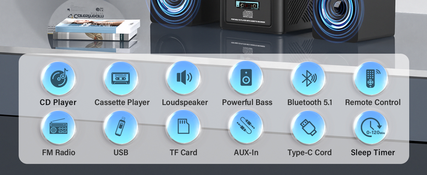 cd and cassette player