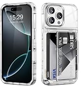 ACANDYA for iPhone 16 Pro Case Wallet Clear Protective Phone Case with Credit Card Holder Heavy D...