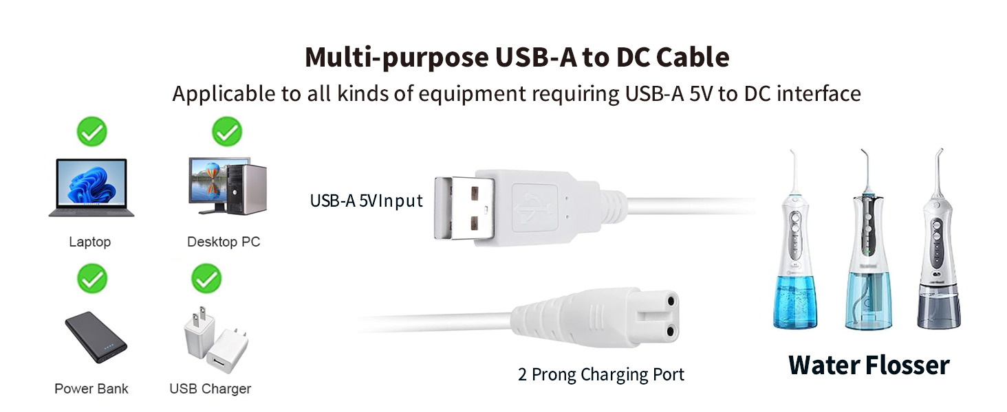 fast-charging usb charging cable for Water Flosser Portable Cordless Oral Irrigator