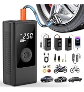 BAMCOO Portable Tire Inflator, Dual Power Supply (12V Car Adapter&Cordless) Car Tire Pump, 150PSI...